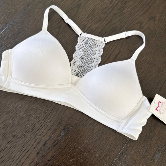 Maidenform Girl size 34A Contour Racerback Lace White Bra NEW - Picture 5 of 6